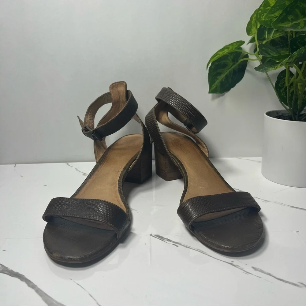 Madewell Women’s Alice Ankle Strap Mid Heel Open Toe Sandal Heel Python Size 8.5 - Picture 4 of 10